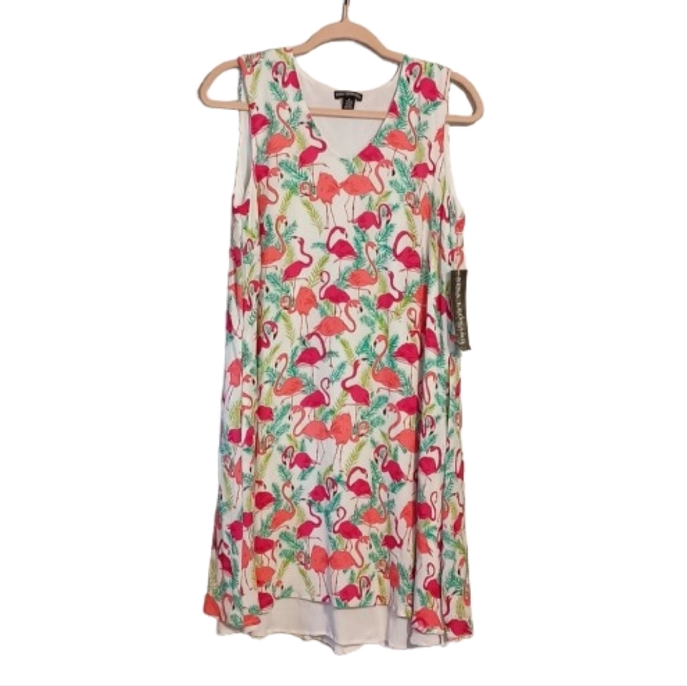 Nina Leonard Flamingo Dress NWT